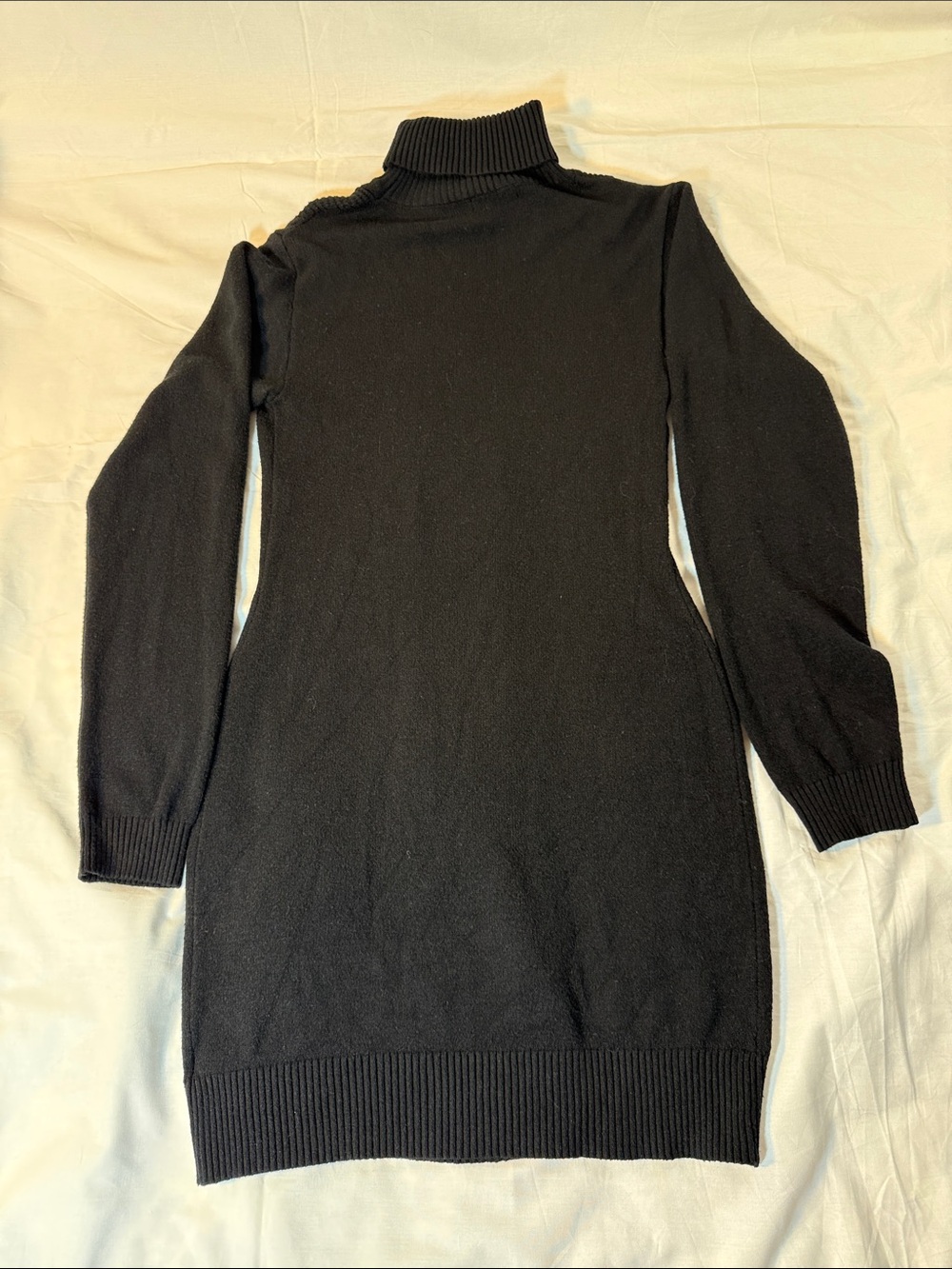 Black Cable-Knit Turtleneck Sweater Dress Large - Picture 7 of 8